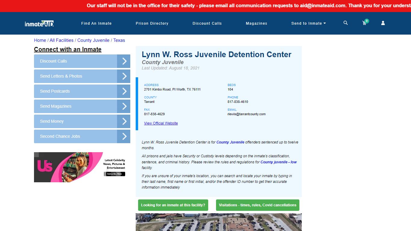 Lynn W. Ross Juvenile Detention Center & Inmate Search ...