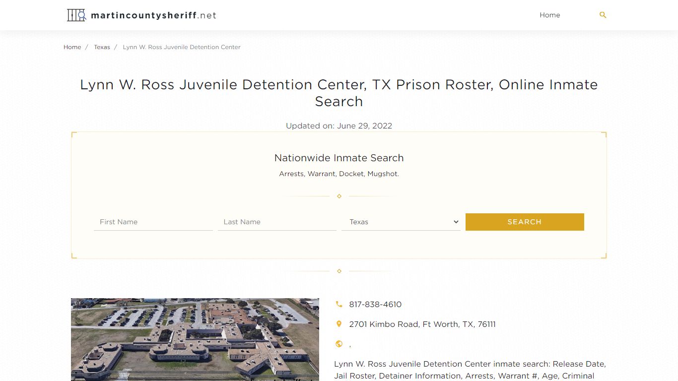 Lynn W. Ross Juvenile Detention Center, TX Prison Roster ...